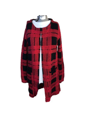 Papa red and black plaid shardigan/shacket/cardigan small